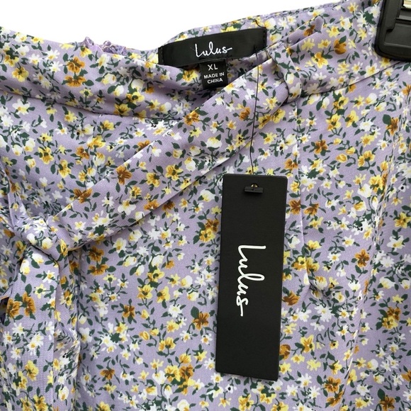 Lulus Sweetie Season Purple Floral Print Ruffled Hem Shorts Womens Size XL NWT - Picture 5 of 11